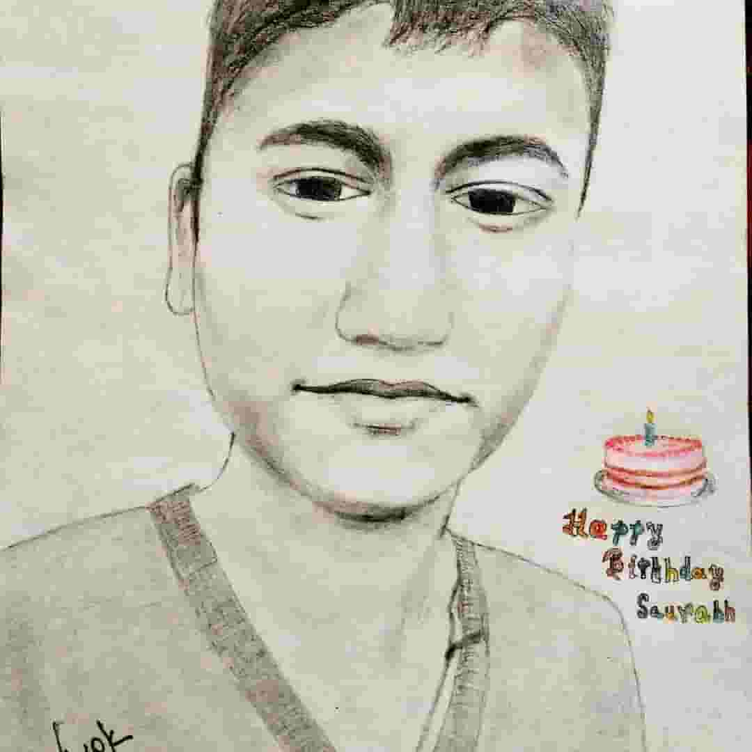 saurabh pencil happy birthday drawing